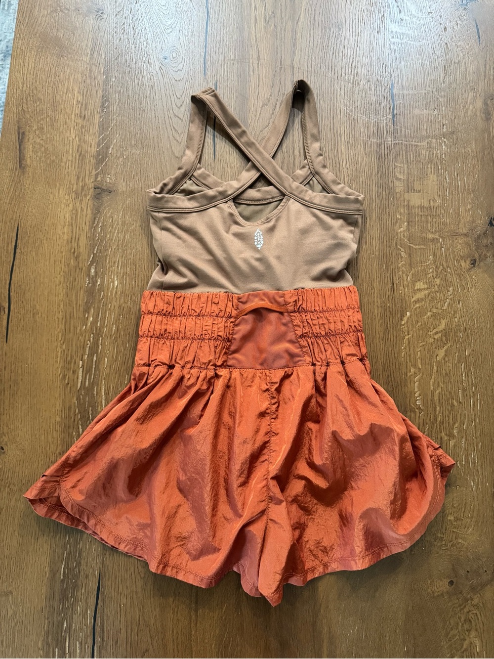 Free People Movement Brown & Burnt Orange Skort Romper XS - Picture 3 of 6